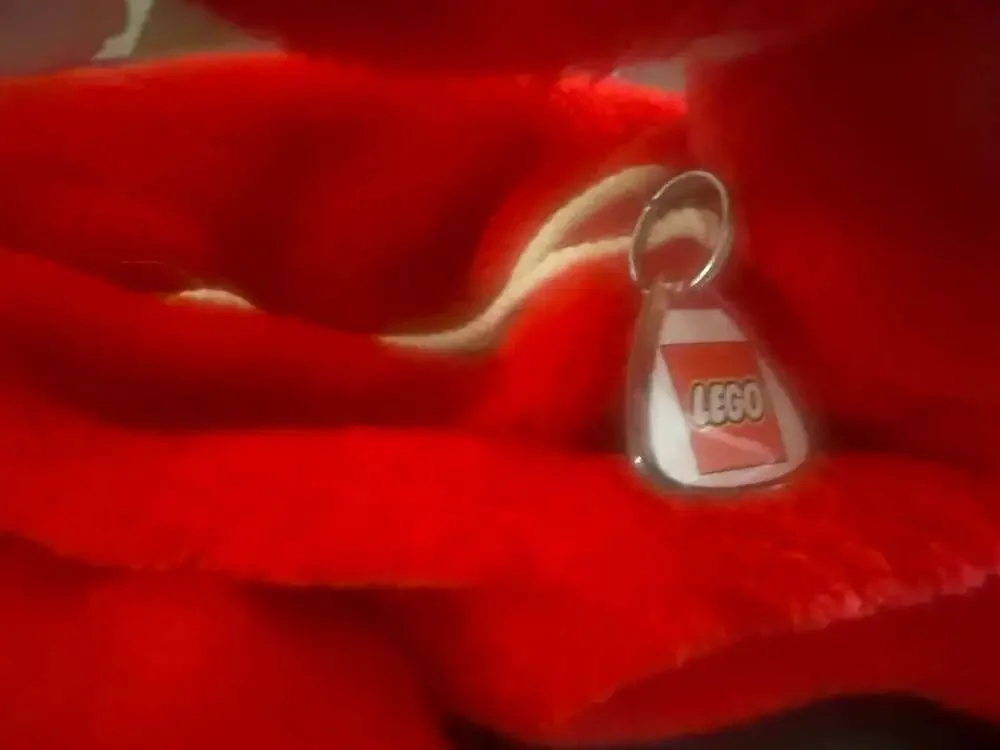 Vintage 1984 Lego Duplo Red Plush Bunny Rabbit Zipper Storage Bag with Keychain